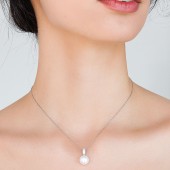 Lantisor argint cu perla naturala alba si cristale DiAmanti SK23211P_W_Necklace-G